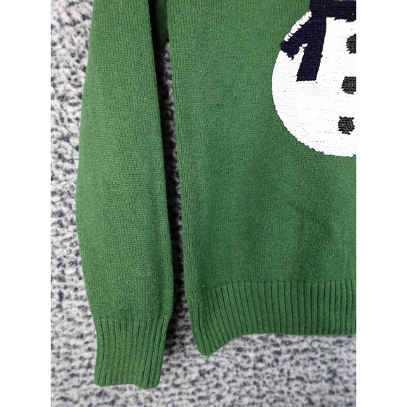 H&M Unisex Christmas Sweater Size 8 Green Snowman Penguins Sequins Long Sleeve - Picture 5 of 13